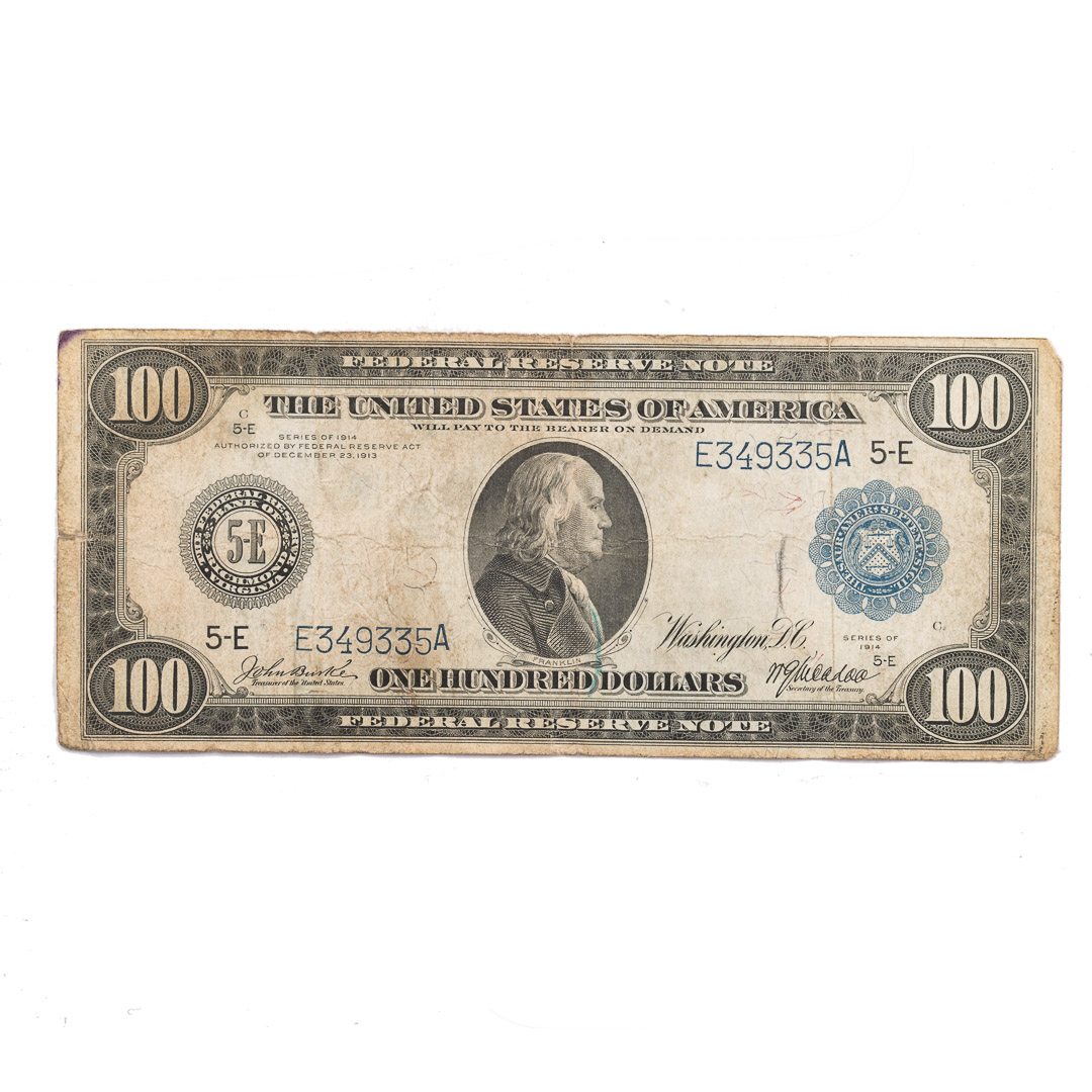 Appraisal: US Federal Reserve Note FR- FRN Richmond VA Burke-McAdoo Fine