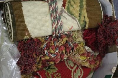 Appraisal: A quantity of textile trimmings including fringing and needlework fragments