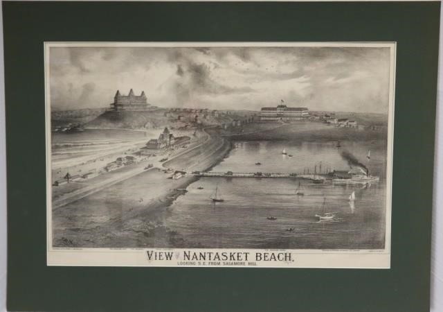 Appraisal: TH C BLACK AND WHITE LITHOGRAPH VIEW OFNANTASKET BEACH BY