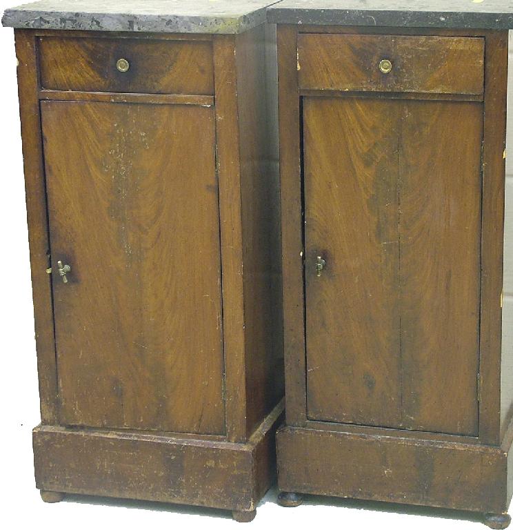 Appraisal: Pair of th century Empire mahogany pot cupboards each with