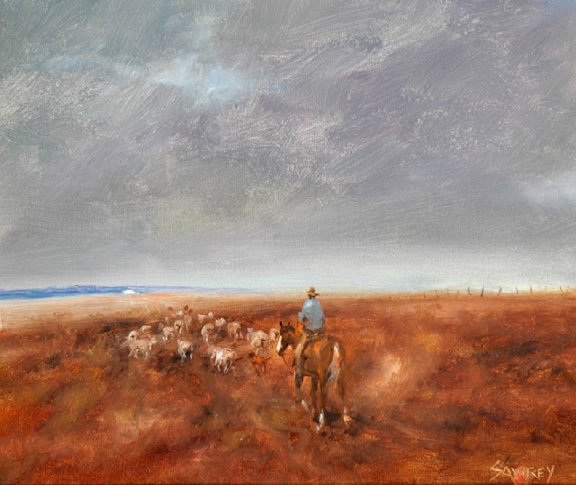 Appraisal: Hugh David Sawrey - Mustering the Stragglers oil on board