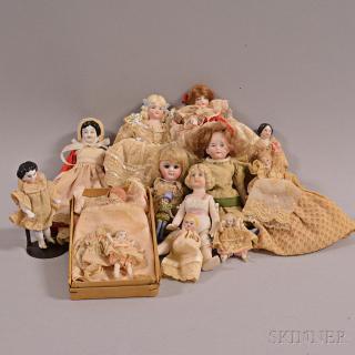 Appraisal: Fourteen Small Bisque Dollhouse Dolls Estimate - The absence of