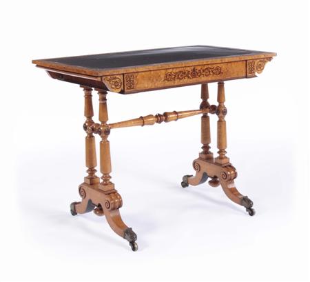 Appraisal: A William IV 'bird's eye' maple writing table of small