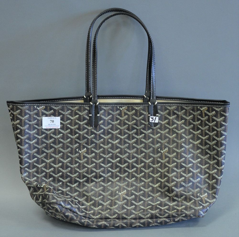 Appraisal: Goyard Saint Louis PM tote bag coated canvas and leather