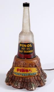 Appraisal: Barber Shop Pinol Scalp treatment advertising lamp glass panel and