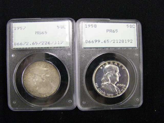 Appraisal: Franklin Half Dollars proof and MS- both certified graded by