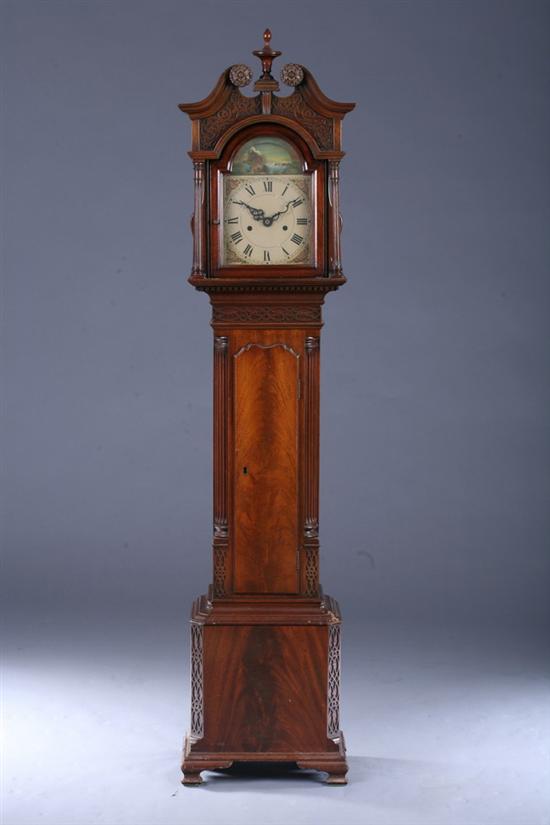 Appraisal: DIMINUTIVE MAHOGANY GRANDMOTHER CLOCK Circa - Also known as granddaughter