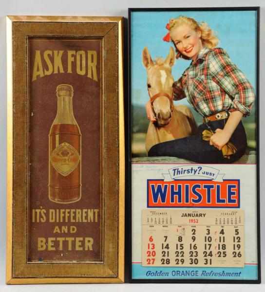 Appraisal: Tin Queen-Cola Sign Whistle Calendar The circa Queen-Cola sign is