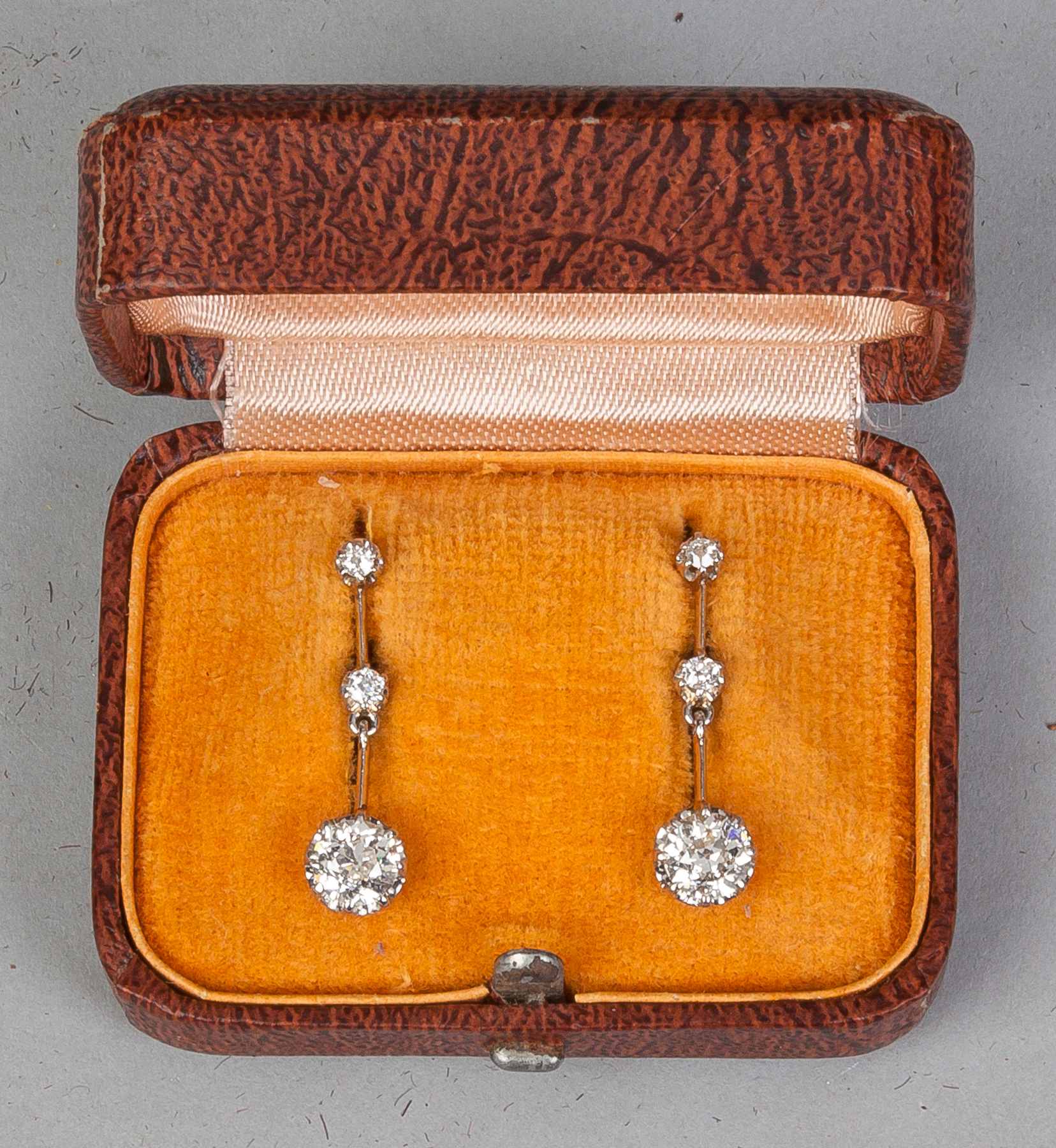 Appraisal: Pair of K Yellow Gold Platinum and Diamond Drop Design