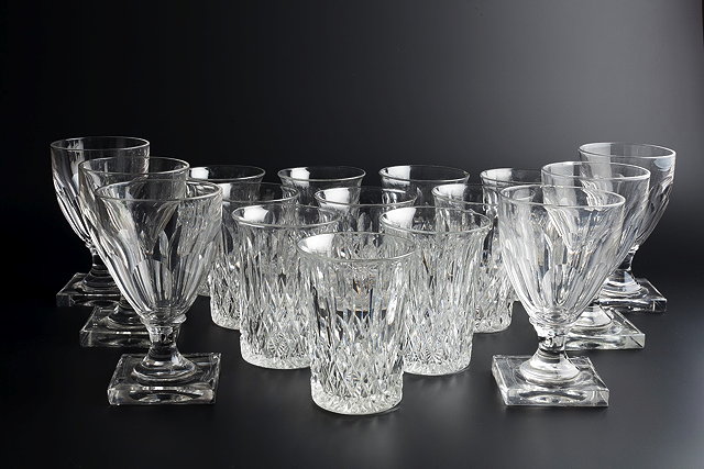 Appraisal: A SET OF SIX REGENCY STYLE GLASS RUMMERS with faceted