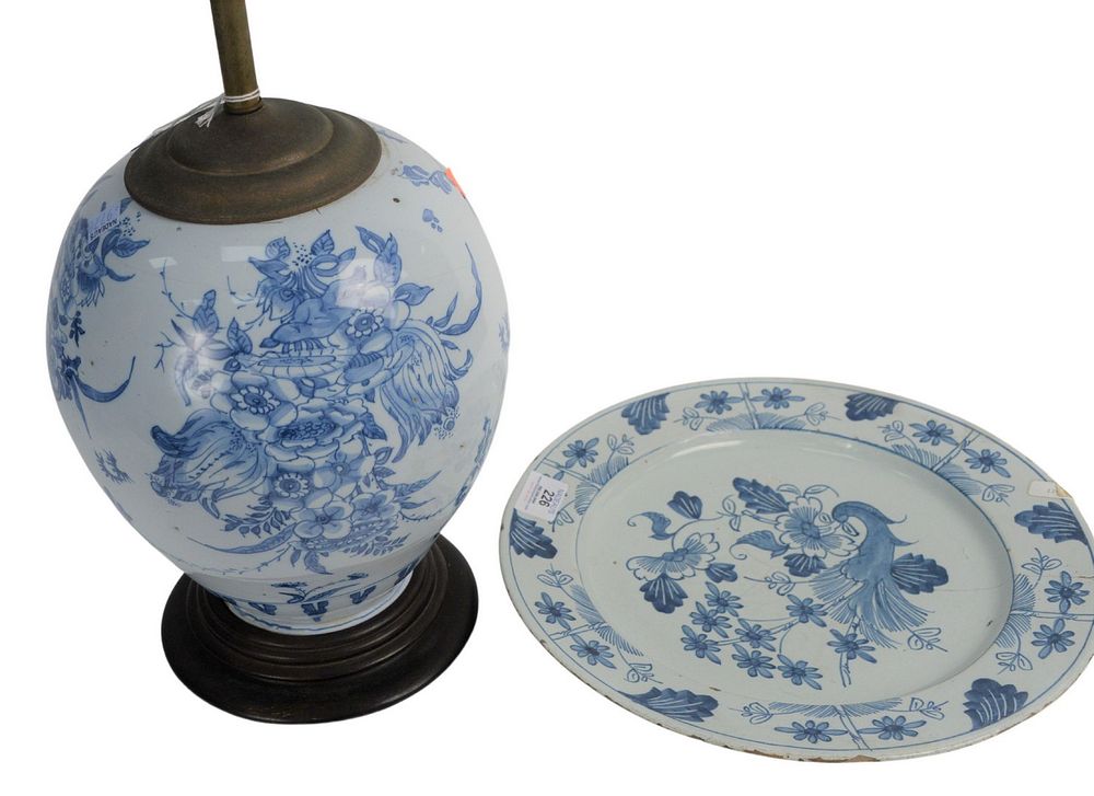 Appraisal: Delft Two Piece Lot to include a vase made into