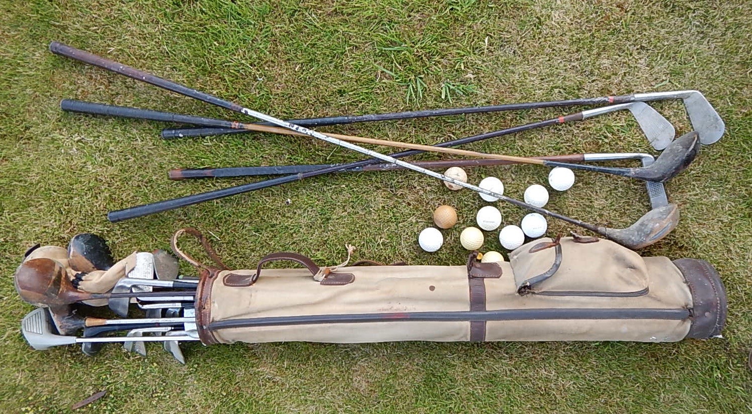 Appraisal: A selection of vintage and later golf clubs and a