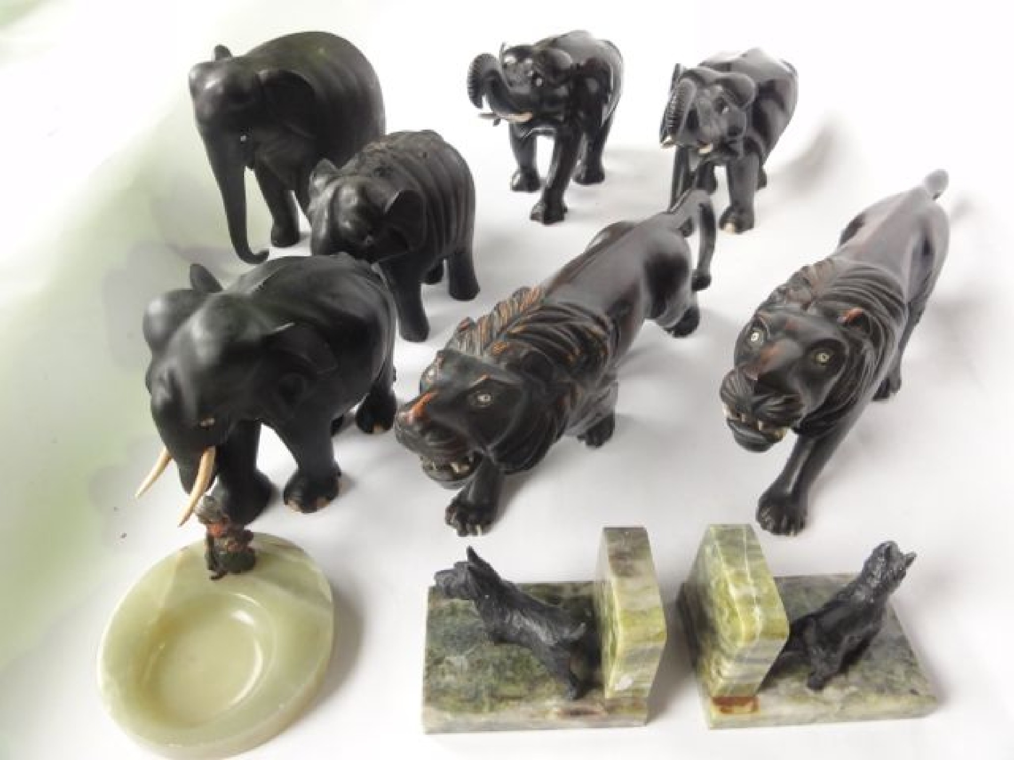 Appraisal: A selection of antique ebony figures of animals to include