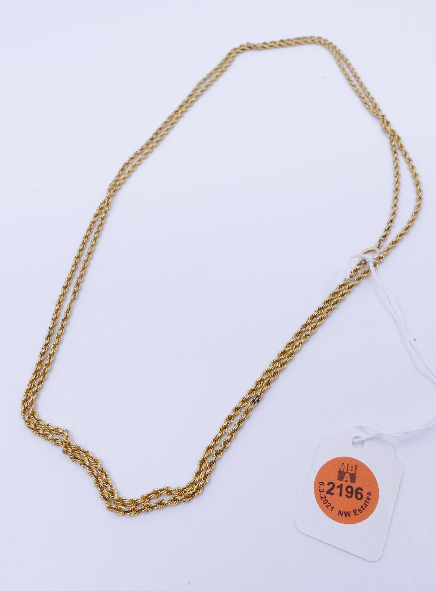 Appraisal: Long K Rope Necklace- ''- g