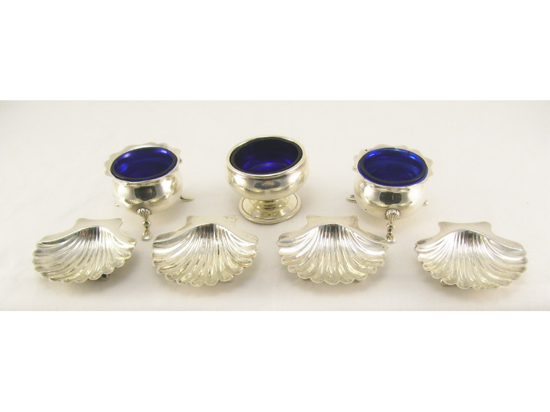 Appraisal: - Various Sterling Salt Sellars Includes - matching shells marked