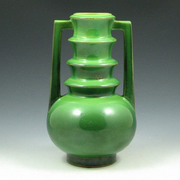 Appraisal: Roseville Futura - Emerald Urn Vase Roseville Futura - Emerald