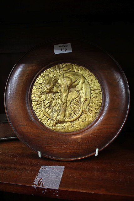 Appraisal: AN ANTIQUE GILT PLASTER ROUNDEL in the form of an