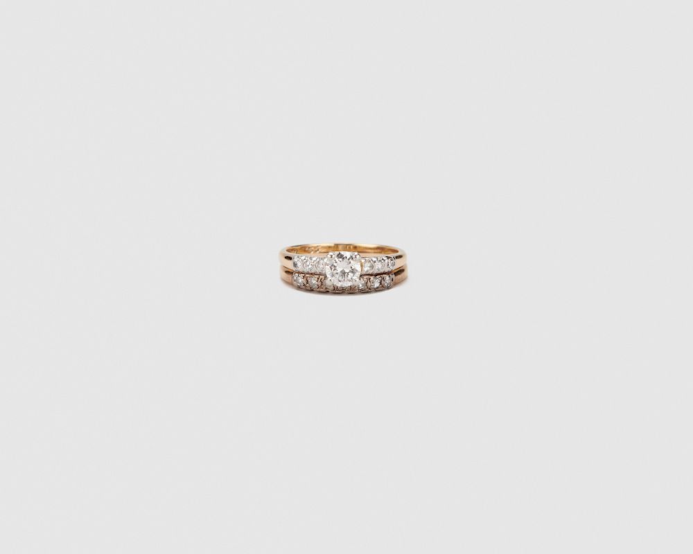 Appraisal: K Gold and Diamond Ring and Band K Gold and