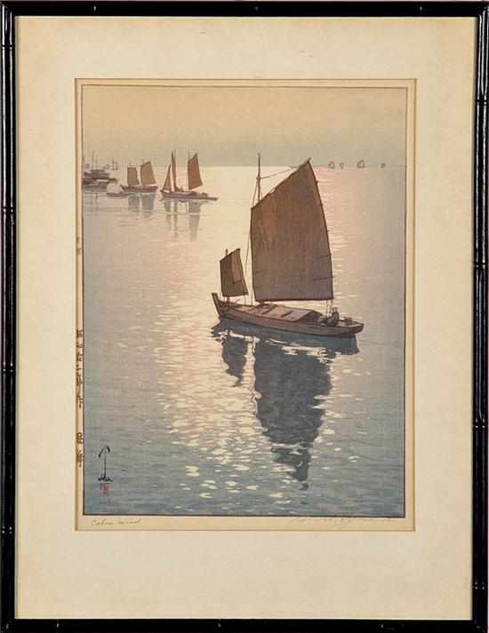 Appraisal: Hiroshi Yoshida Japanese - CALM WIND color woodcut framed signed