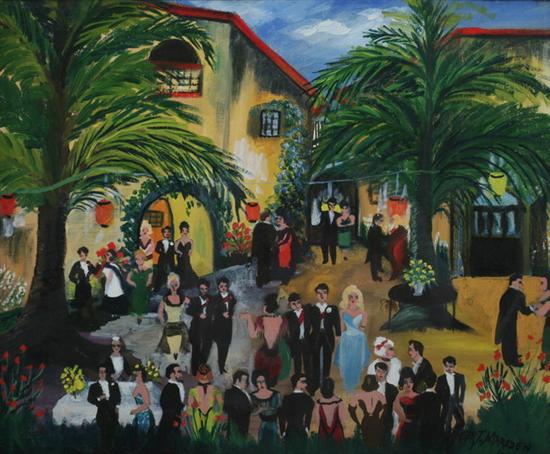 Appraisal: ART MARSDEN American th century PARTY IN THE COURTYARD signed