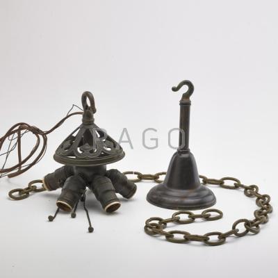 Appraisal: HANDEL Chandelier fittings fixture chain and ceiling canopy parts Meriden