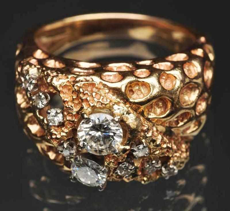 Appraisal: Impressive K Y Gold Diamond Men's Ring Ten diamonds total