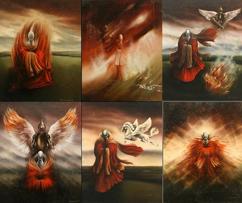 Appraisal: HENDRICKS Tejo Dutch th C Surreal Fantasy Illustrations Oils Paper