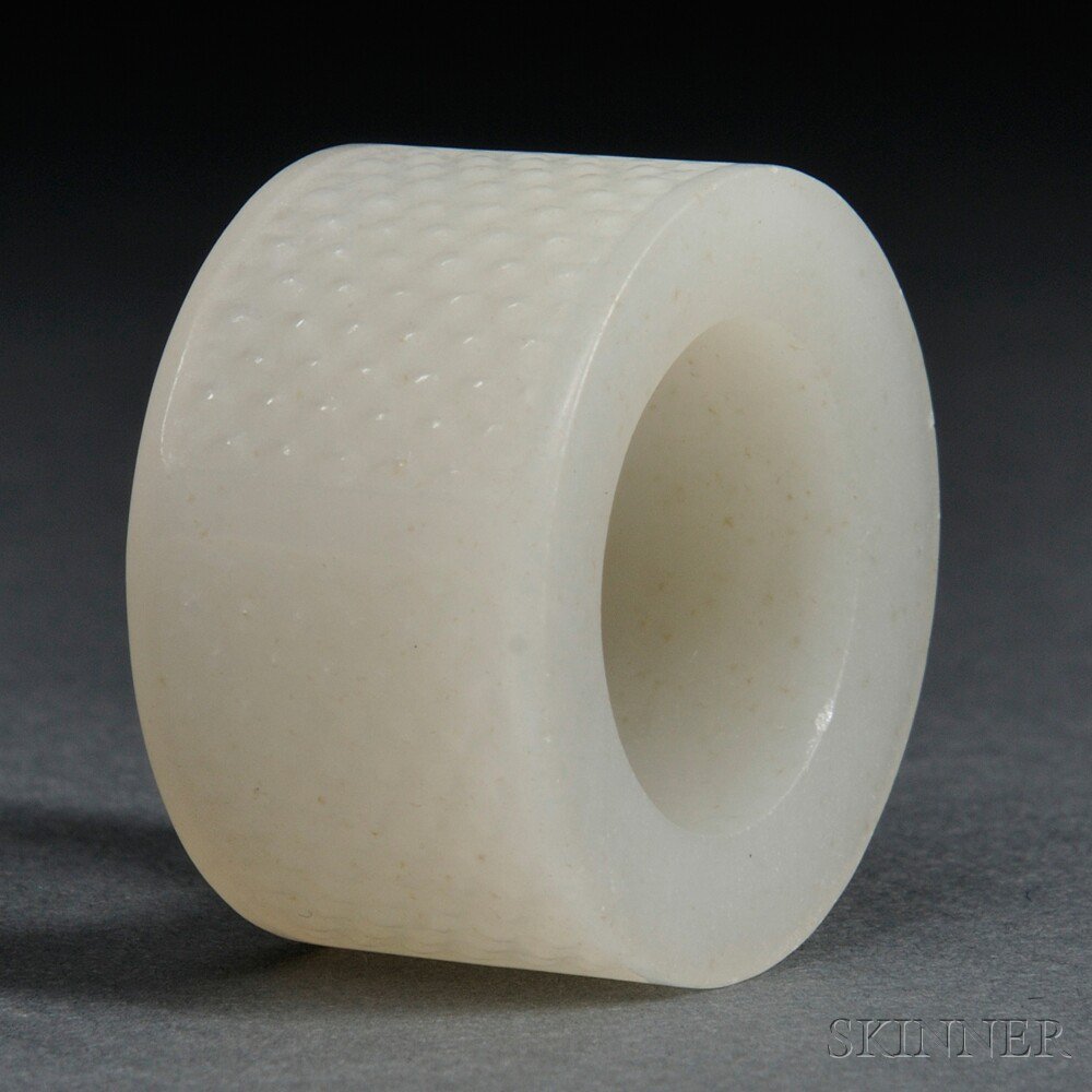 Appraisal: White Stone Archer's Ring China the exterior decorated with registers