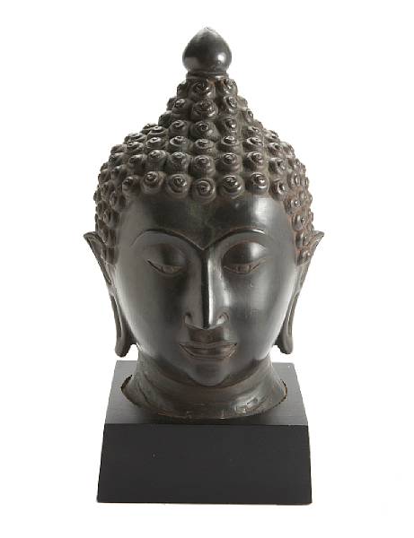 Appraisal: A Thai bronze head of Buddha height in width in