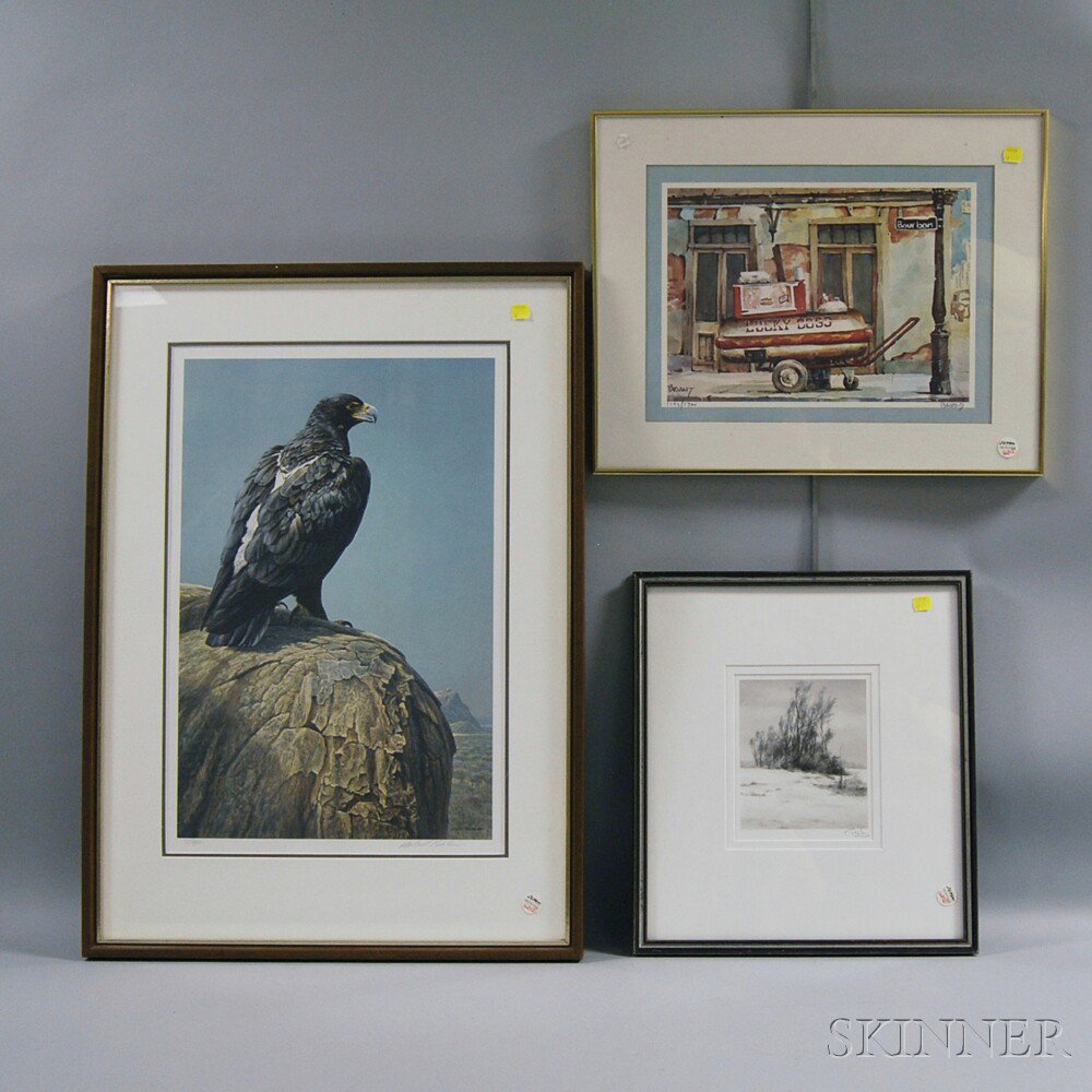 Appraisal: Three Framed Works Robert Bateman Canadian th Century Black Eagle