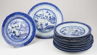 Appraisal: early th c Canton china plates pcs mostly damaged early