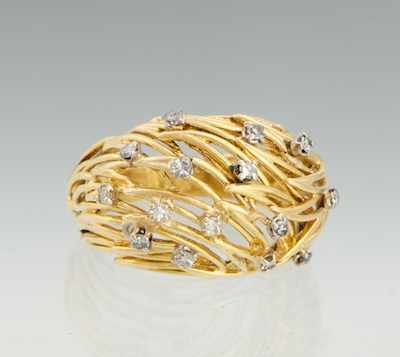 Appraisal: A Ladies' Diamond Dome Ring Tested k yellow gold bombe