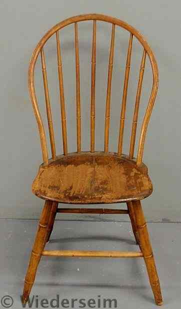 Appraisal: Windsor bamboo turned seven-spindle bow-back side chair c h x