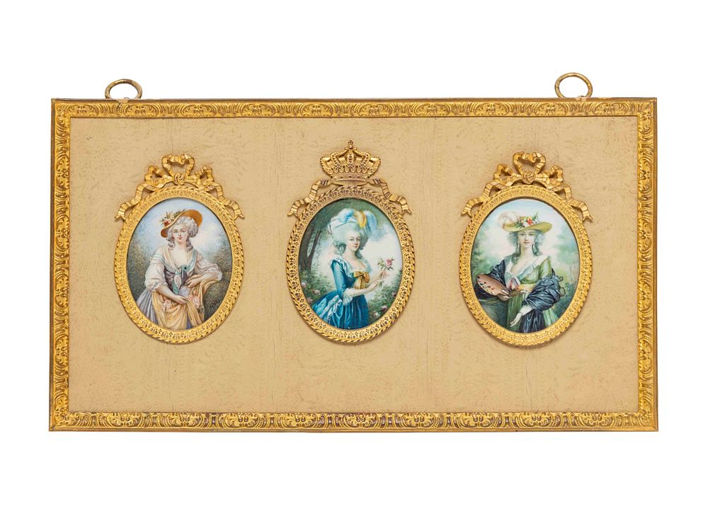 Appraisal: A Set of Three French Portrait Miniatures A Set of