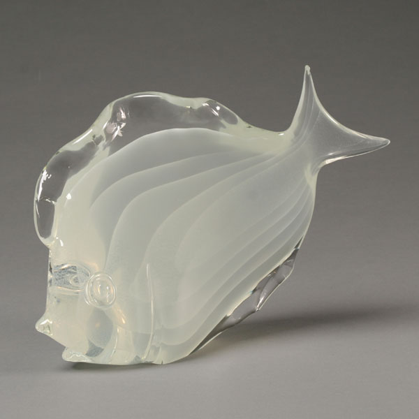 Appraisal: Murano Sommerso art glass fish White multi layer composition of