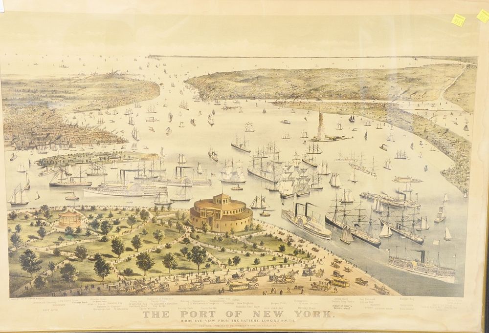 Appraisal: Currier Ives lithograph The Port of New York birds eye