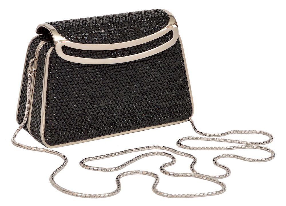 Appraisal: Judith Leiber Black Crystal Minaudi re Clutch Judith Leiber minaudi