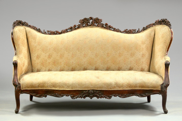 Appraisal: American Rococo Revival Walnut Sofa third quarter th century the