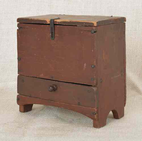 Appraisal: Miniature painted pine New England mule chest th c h