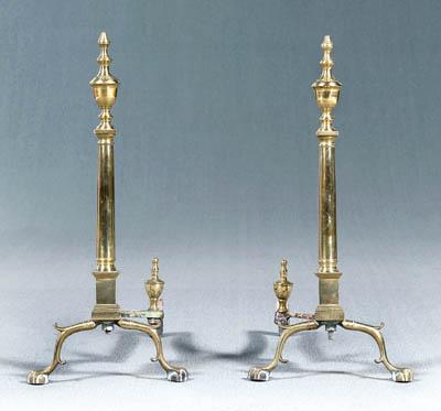 Appraisal: Pair Chippendale style brass andirons in the Philadelphia style with