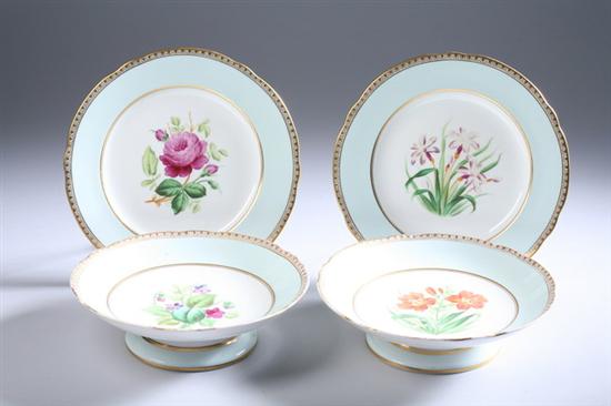 Appraisal: NINE PIECES FLORAL DECORATED ENGLISH PORCELAIN Mid th century Seven