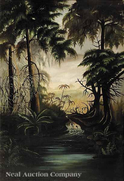 Appraisal: Southern School th c Tropical Landscape oil on canvas unsigned