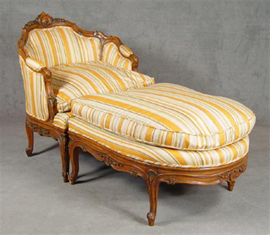 Appraisal: French Style Chaise Lounge th Century Carved crest rail and