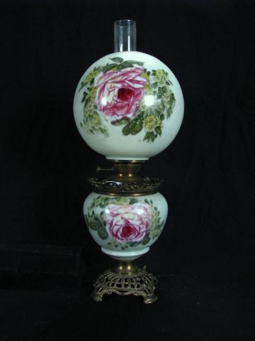 Appraisal: Vintage 'Gone With The Wind Lamp' with rose decorated base