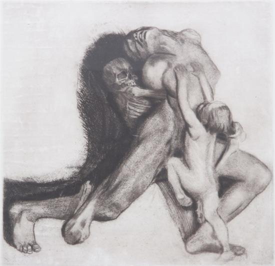 Appraisal: KATHE KOLLWITZ German - TOD UND FRAU drypoint etching -