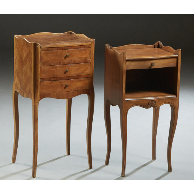 Appraisal: Two French Mahogany Nightstands th c on inlaid with a