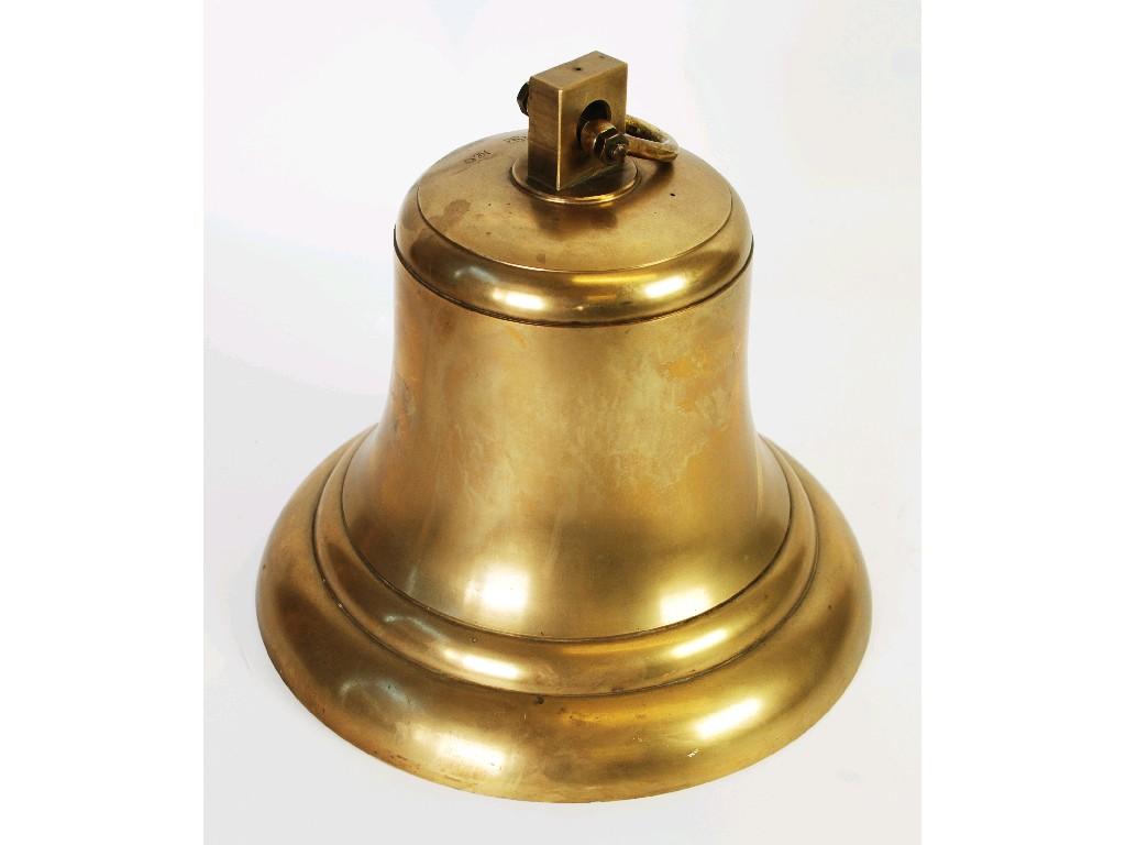 Appraisal: LARGE CUT BRASS SHIPS BELL with 'U' shaped mounting bolt