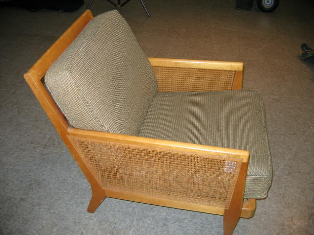 Appraisal: BLOND WOOD ARMCHAIR having caned sides h Estimate -