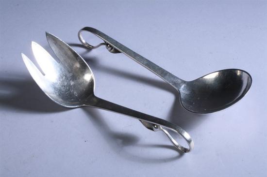 Appraisal: TWO CARL POUL PETERSEN STERLING SILVER SERVERS mid- th century