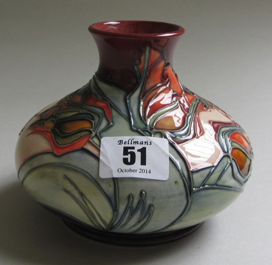 Appraisal: A Moorcroft pottery vase late th century tube line decorated